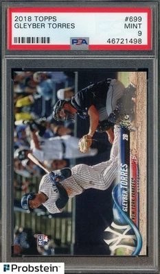 2018 Topps Baseball #699 Gleyber Torres New York Yankees RC Rookie PSA 9 como nuevo Foto 1 de 2