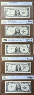$1 1957-A Silver Certificates PCGS 65 - 66 Fr. 1620 5 SEQUENTIAL NOTES - Image 1 of 3