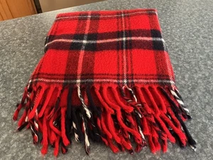 Faribo Faribault Throw Blanket Acrylic Red White Blue Plaid Fringe USA 52”x 54” - Picture 1 of 4