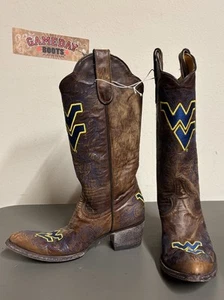 Botas de cuero para mujer Mountaineers West Virginia University bordadas 6 B - Imagen 1 de 4