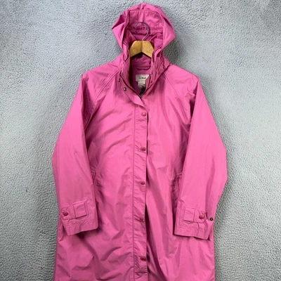 L.L. Bean Jacket Raincoat Womens Large Pink Full Zip Hoodie Waterproof Outdoor - Image 1 of 4