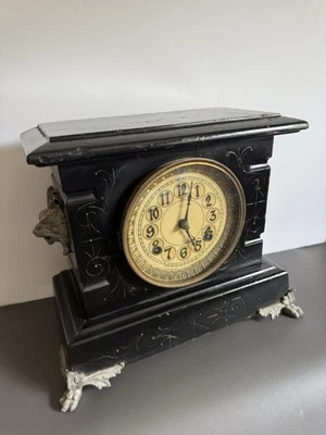 New Haven Clock Co. Iron Case Mantle Clock c.1880 USA Gothic Mythical Decor RARE - Image 1 of 4