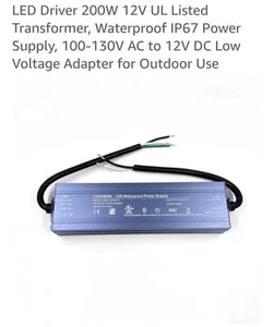 LED Driver 12V 200W LED Power Supply Waterproof IP67 AC110V/120V to DC 12V Low V - Picture 1 of 5