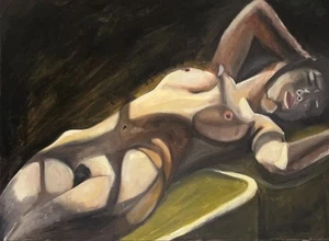 Woman Sleeping: Oil On Canvas 40x30 - Picture 1 of 2