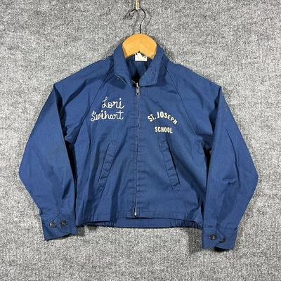 Chaqueta Eisenhower True Vintage punto de cadena azul niños talla pequeña años 60 70 Foto 1 de 4