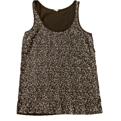 Camiseta sin mangas vintage J Crew lentejuelas para mujer M mediana marrón sin mangas fiesta salir Foto 1 de 4