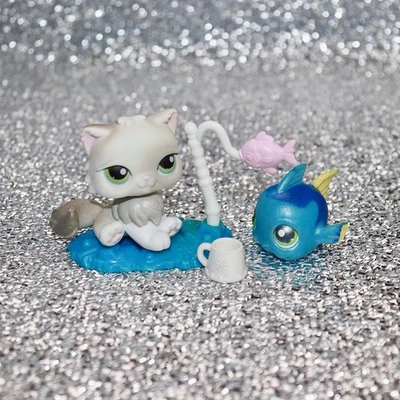 Juego de pares de peces brillantes para mascotas Littlest Pet Shop auténtico LPS #327 #328 gato persa Foto 1 de 4