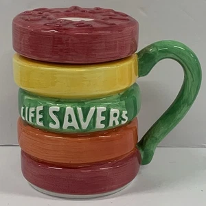 Lifesavers ceramic coffee mug with lid Nabisco Vintage Rare - Picture 1 of 8
