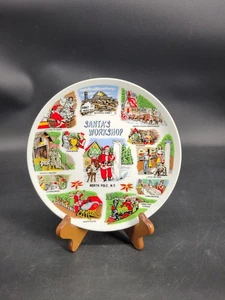 Vibrant, Colorful North Pole New York Santa's Workshop Souvenir Plate 9.25" - Picture 1 of 21