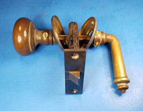 Vintage Heavy Brass Passage Entry Set Knob Lever Handle Mortise Antique Cover