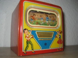 Alte TV Spardose, Johann Schopper, mit Drehwalzen und Schlüssel, D.R.G.M. - Bild 1 von 5