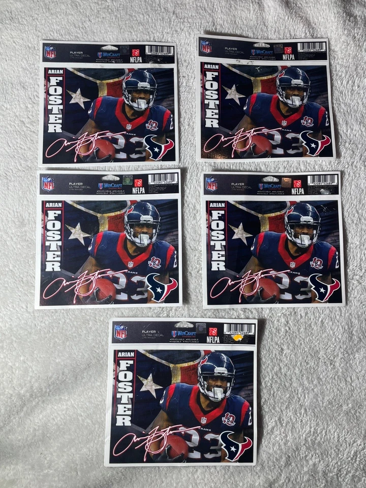 Lote de 5 calcomanías de pared de los Houston Texans auto pegatina Arian Foster reutilizables #23 Foto 1 de 4