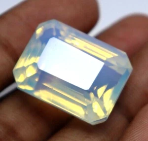 Natural Opal Multi-Color 66 Ct Emerald Cut CERTIFIED RARE Gemstone With Gift - Picture 1 of 9