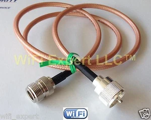 6"-10' RG142 N Female to UHF Male PL-259 Silver coated RF cable - Picture 1 of 5