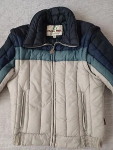 Vintage Retro Pacific Trail Puffer Jacket Coat Men’s Size L 70s Blue 3 Tone - Picture 1 of 9