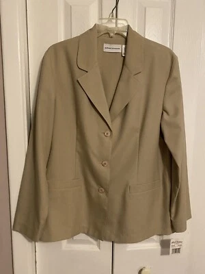 NUEVO CON ETIQUETAS Chaqueta Blazer Alfred Dunner Caqui Tostado Lino Look Carrera Botones Talla 10 Foto 1 de 4