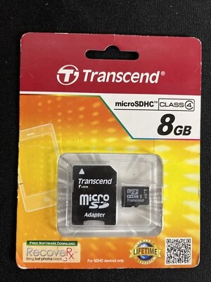 Transcend 8 GB Micro SD Card NEW - Image 1 of 2