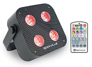 Rockville MINI RF4 V2 Black Pro DJ Par Wash Up Light+RF Remote+APP+Wireless DMX - Picture 1 of 10