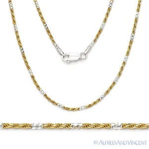 Collar de cadena chapado en oro amarillo 14k con eslabones de cuentas y cuerda 925 de 1,5 mm - Imagen 1 de 1