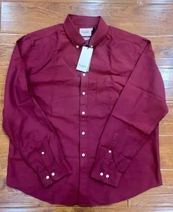 Goodfellow & Co Herren XL Hemd Whittier Oxford Langarm Button Down Rot Samt - Bild 1 von 11