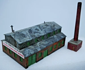Heljan N Scale Industrial Building and Chimney Stack BUILT Lightly Weathered - Picture 1 of 5