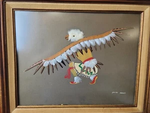 Native American Eagle Dance Mixed Media Gouache Painting David Naranjo - Picture 1 of 11
