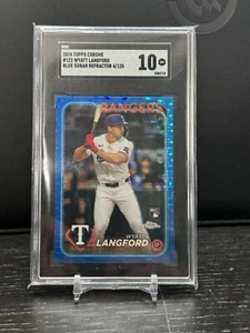 ⚾️ 2024 Topps Chrome Wyatt Langford Blue Sonar /125 Refractor Texas Rangers - Picture 1 of 2
