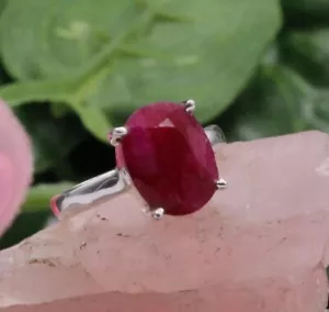 Natural Pink Ruby Ring 925 Sterling Silver Handmade Ring Bohemian Hippie Ring - Picture 1 of 9