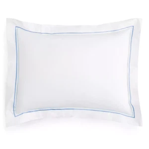 MATOUK ESSEX HOTEL SIERRA 2 STANDARD SHAM COTTON PERCALE WHITE AZURE SKY BLUE - Picture 1 of 7