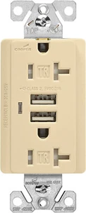 Cooper TR7746V Combination USB Charger with Tamper Resistant Receptacle - Ivory - Picture 1 of 5