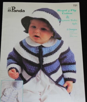 Panda  4ply Knitting & Crochet Patterns for Baby   Leaflet 721 - Image 1 of 3