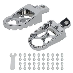 Chrome Wide Fat Foot Pegs MX Style Footpegs Fit For Harley Sportster 883 - Picture 1 of 20