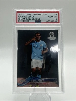 2017 Topps Chrome UEFA Gabriel Jesus Purple PSA 10 Manchester City - Image 1 of 2