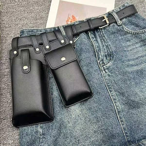 Punk Hip Hop Leder Gürteltasche Gürtel mit mehreren Taschen - Biker Style Schnalle - Bild 1 von 7