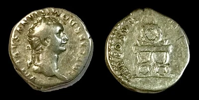 81-96 AD Domitian Ancient Roman Silver AR Denarius Coin - Image 1 of 3