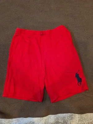 Polo Ralph Lauren Performance Youth Red Lightweight Shorts Blue Logo L 14-16 - Image 1 of 2