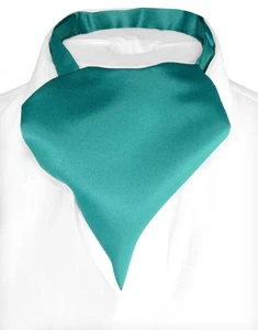 Vesuvio Napoli ASCOT Solid TEAL Color Cravat Mens Neck Tie - Picture 1 of 2