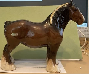 STUNNING VINTAGE BESWICK LARGE PORCELAIN SHIRE HORSE FIGURE - Picture 1 of 4