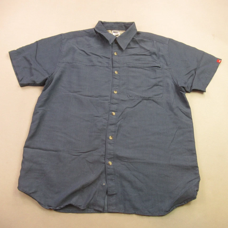 Camisa North Face Para Hombre Grande Manga Corta Botón Bolsillo Frontal Rayas Azules Foto 1 de 4