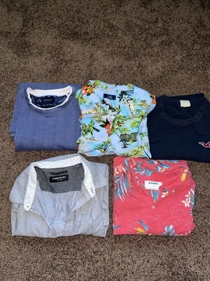 Lote De 5 Camisas Para Hombre Talla Mediana Hawaianas Kenneth Cole Old Navy Abotonadas Foto 1 de 4