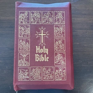 Vintage Holy Bible Catholic Home Edition 1950 Red Gold. Ready To Be Filled In. - Picture 1 of 6