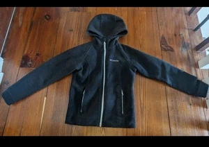 Columbia hooded full zip black fleece jacket girls size 7/8 - Picture 1 of 2