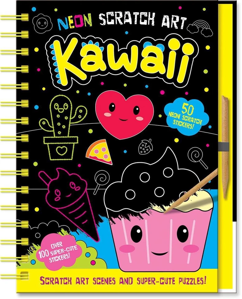 Neon Scratch Art Kawaii by Connie Isaacs Hardcover Book - Image 1 of 1