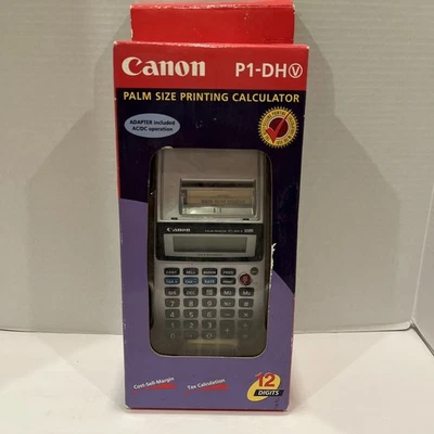 Canon P1-DH V Printing Calculator Silver Black Palm Size 12-Digit  NIB - Image 1 of 4