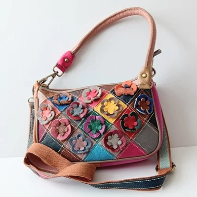 🔥 Magic Bags Echtleder Damen Umhängetasche Handtasche Mehrfarbig 24/16/6 cm - Bild 1 von 4