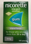 Nicorette Original Flavour Gum 4mg -105 Pieces Stop Smoking Aid  New Long Expiry