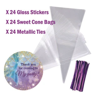 MEERJUNGFRAU ZUM SELBERMACHEN SÜSSE KEGEL PARTYTÜTEN & GLANZ AUFKLEBER GEBURTSTAG PARTY GESCHENKE  - Bild 1 von 1