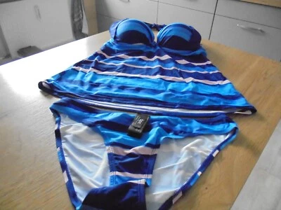 NEU: Damen Tankini blau gestreift Gr. 36 Cup C v. Bonprix - Bild 1 von 4