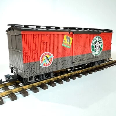 LGB 49670 G Scale Starbucks Coffee Wood Sheathed Boxcar - Image 1 of 4