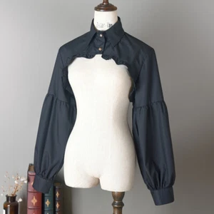 Women Lolita Ruffle Shrug False Collar Puff Sleeve Bolero Capelet Cape Tops - Picture 1 of 13